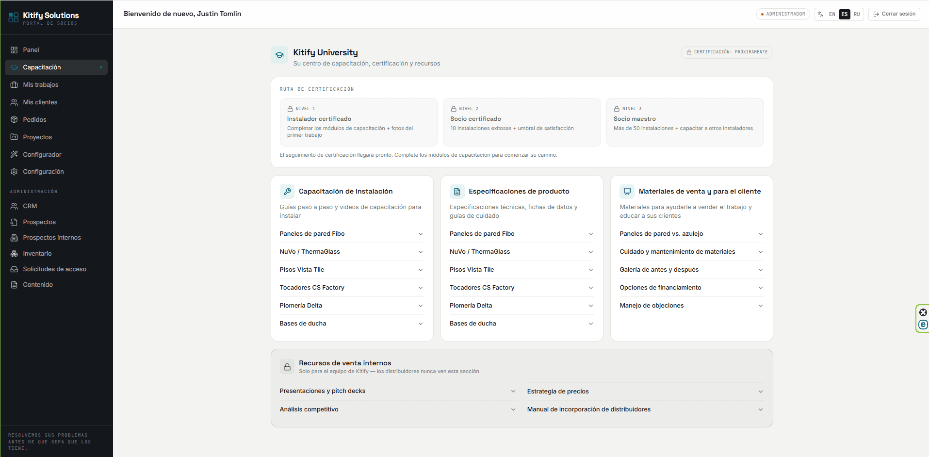 The Kitify partner portal, showing a bathroom kit being priced.